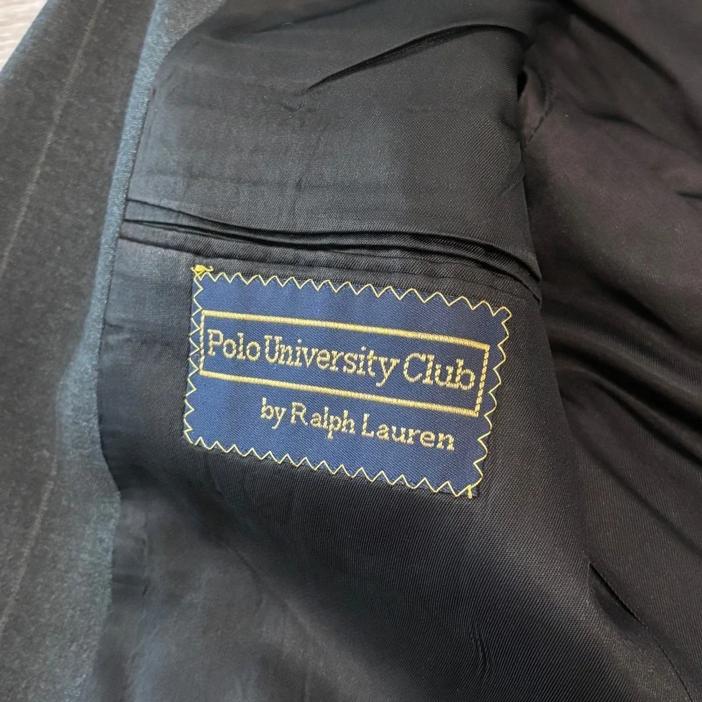 Polo University Club Ralph Lauren Blazer Mens 42R Gray Pinstripe Wool Jacket